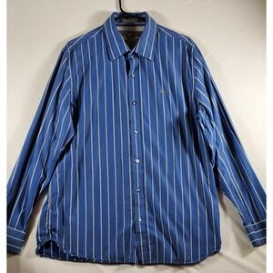 American Eagle Outfitters Mens Premium Vintage Fit Blue Stripe But Down Shirt XL